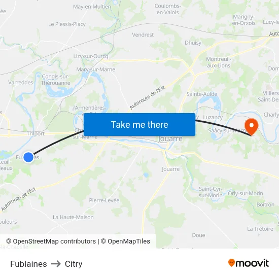 Fublaines to Citry map
