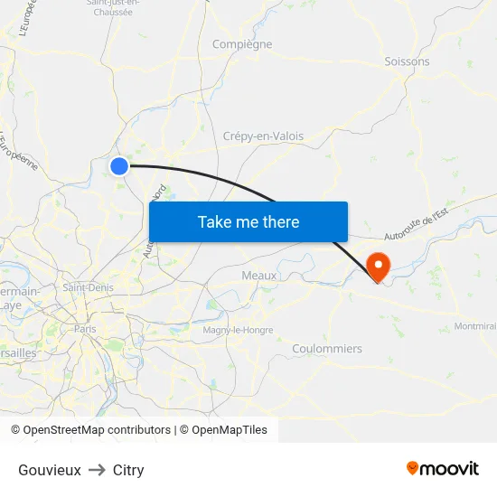 Gouvieux to Citry map