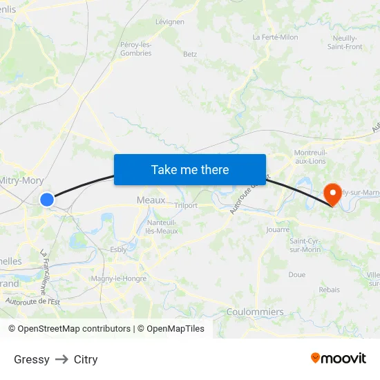 Gressy to Citry map