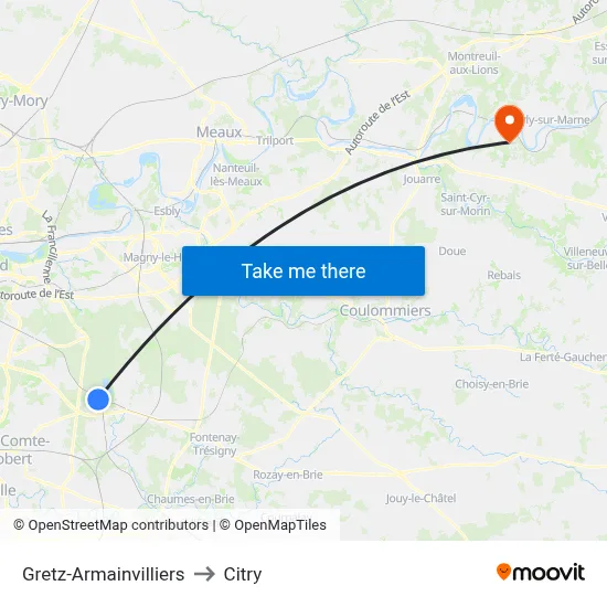 Gretz-Armainvilliers to Citry map