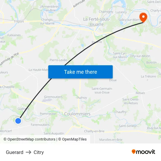 Guerard to Citry map