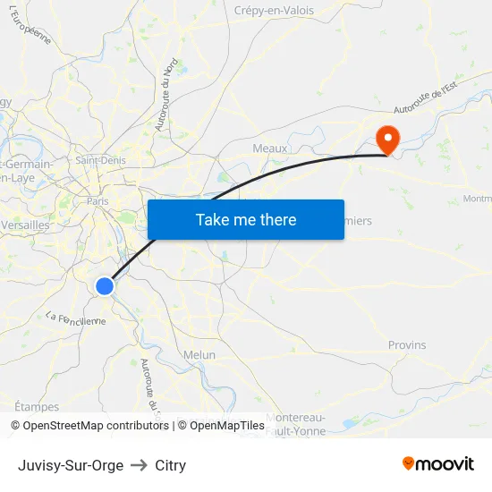 Juvisy-Sur-Orge to Citry map