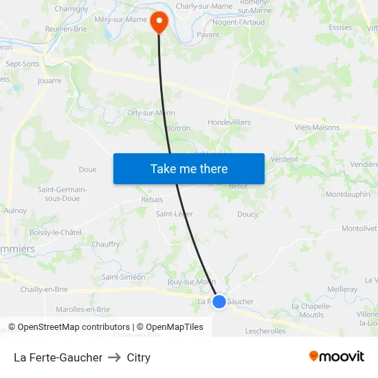 La Ferte-Gaucher to Citry map