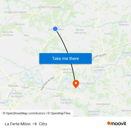 La Ferte-Milon to Citry map