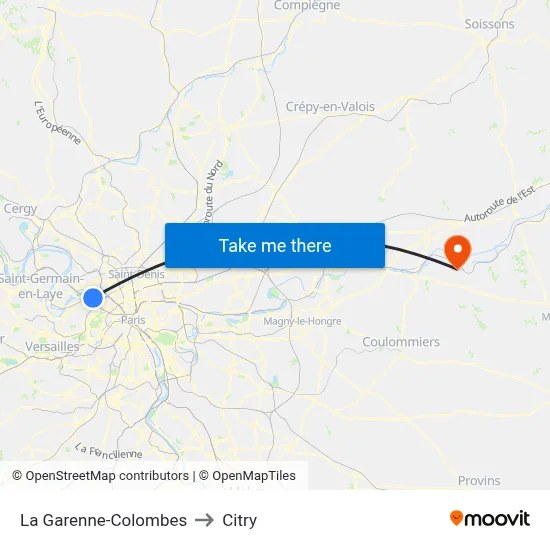 La Garenne-Colombes to Citry map