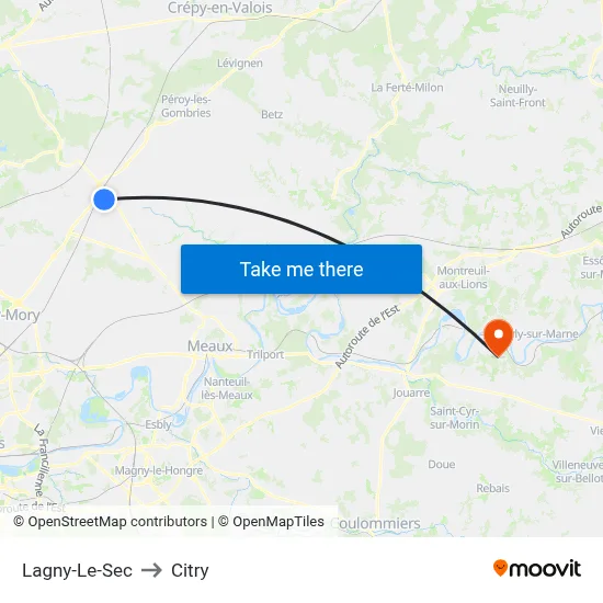 Lagny-Le-Sec to Citry map