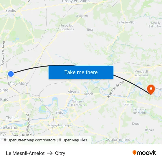 Le Mesnil-Amelot to Citry map
