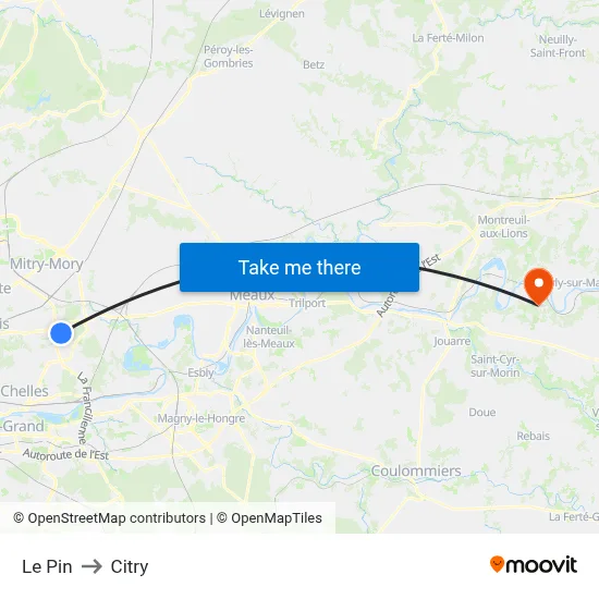 Le Pin to Citry map