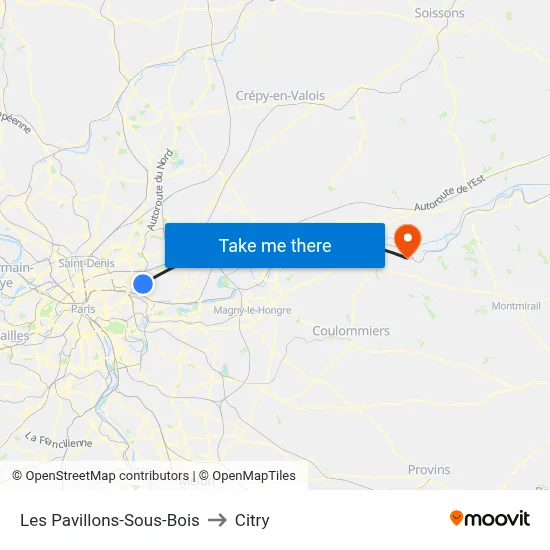 Les Pavillons-Sous-Bois to Citry map