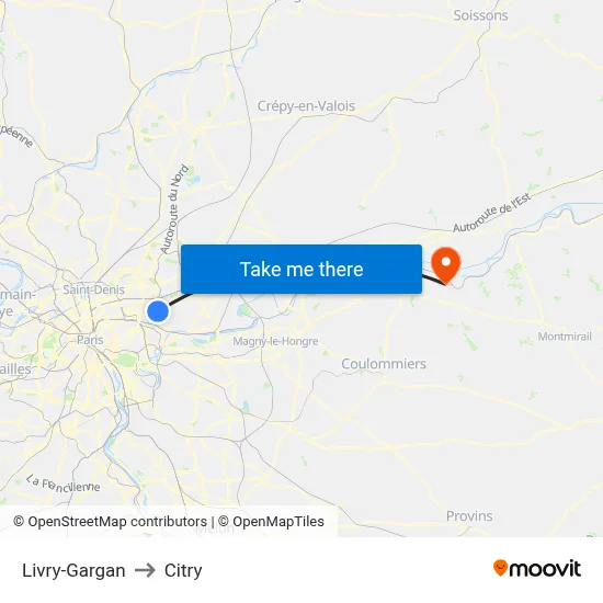 Livry-Gargan to Citry map