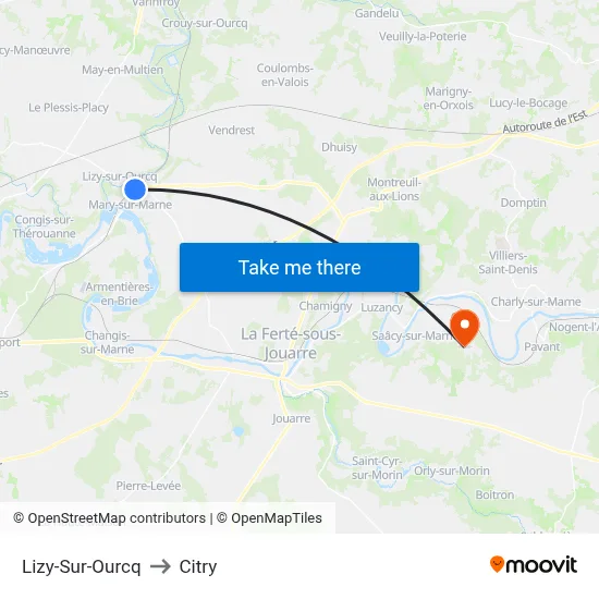 Lizy-Sur-Ourcq to Citry map