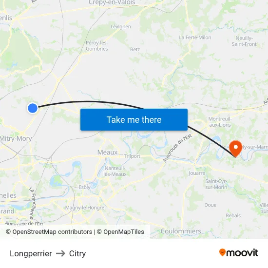 Longperrier to Citry map