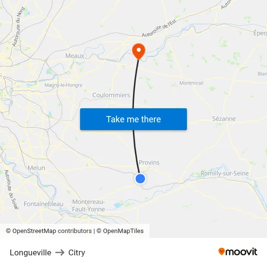 Longueville to Citry map