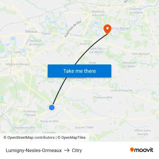 Lumigny-Nesles-Ormeaux to Citry map