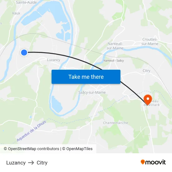 Luzancy to Citry map