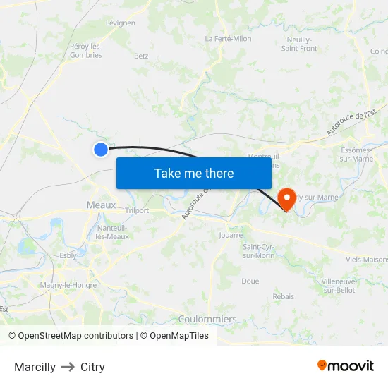 Marcilly to Citry map