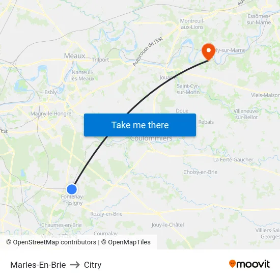 Marles-En-Brie to Citry map
