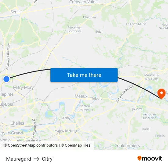 Mauregard to Citry map