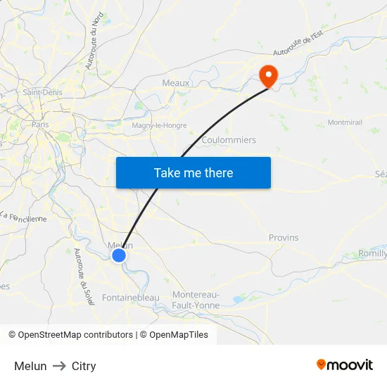 Melun to Citry map