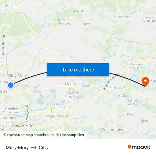 Mitry-Mory to Citry map