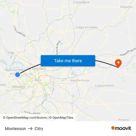 Montesson to Citry map