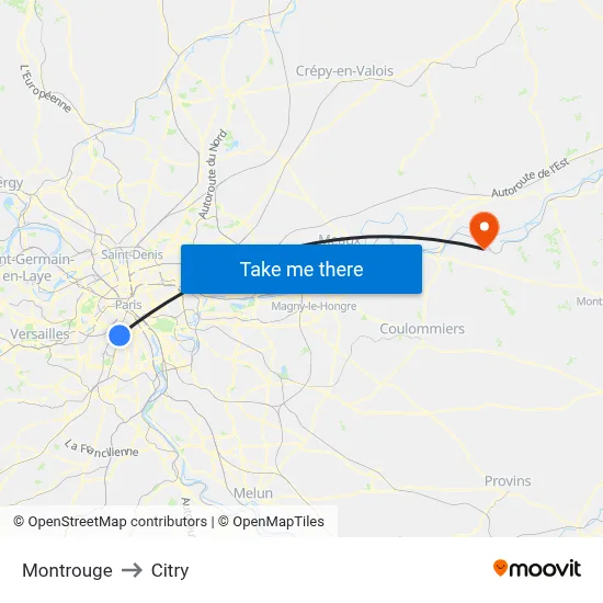 Montrouge to Citry map