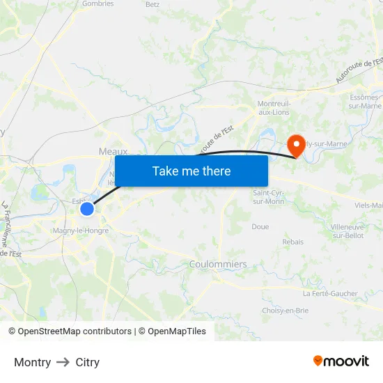 Montry to Citry map