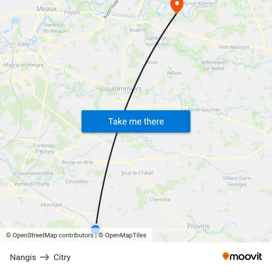 Nangis to Citry map
