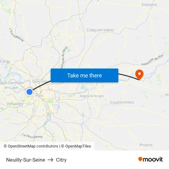 Neuilly-Sur-Seine to Citry map