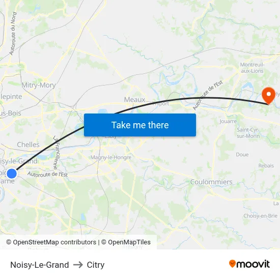 Noisy-Le-Grand to Citry map