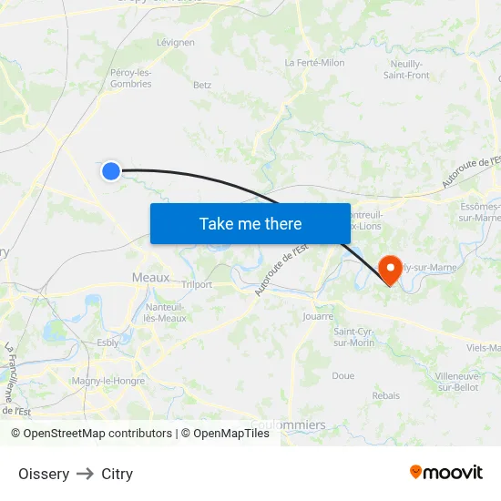 Oissery to Citry map