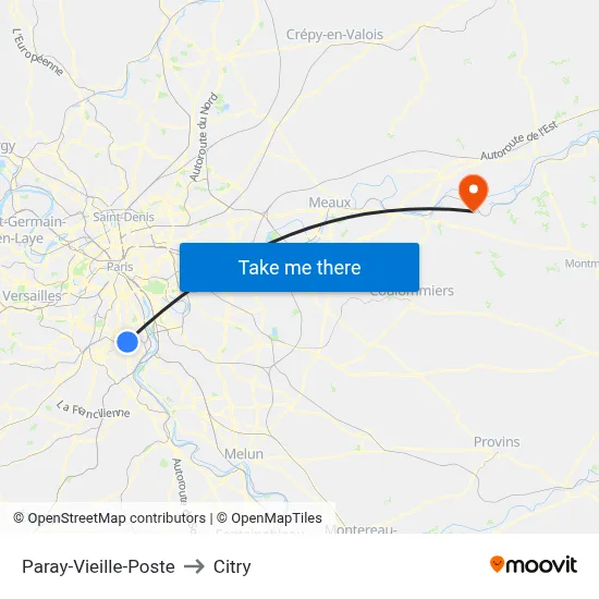 Paray-Vieille-Poste to Citry map