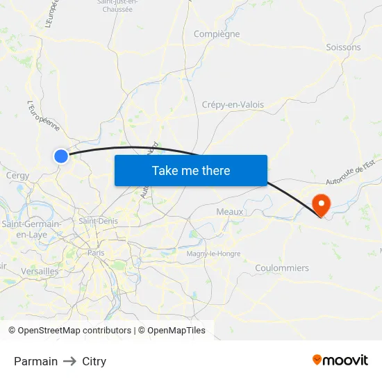 Parmain to Citry map