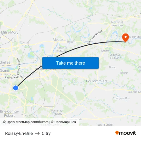 Roissy-En-Brie to Citry map