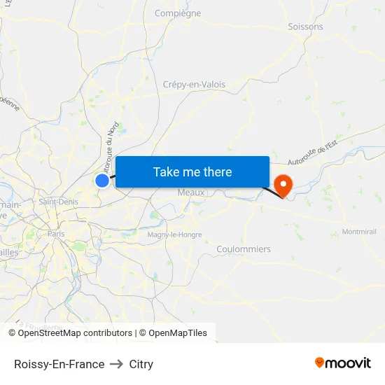 Roissy-En-France to Citry map