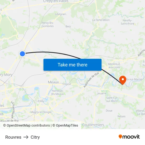 Rouvres to Citry map