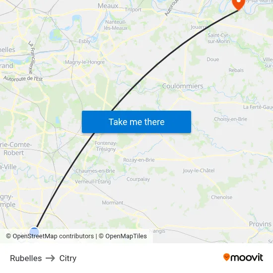 Rubelles to Citry map