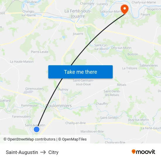 Saint-Augustin to Citry map