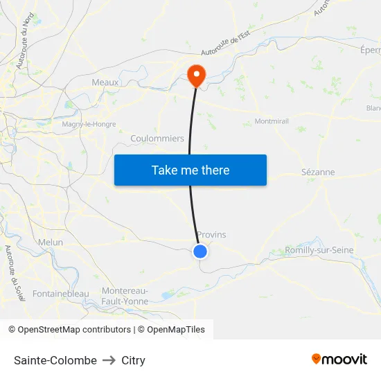 Sainte-Colombe to Citry map
