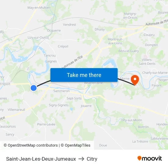 Saint-Jean-Les-Deux-Jumeaux to Citry map