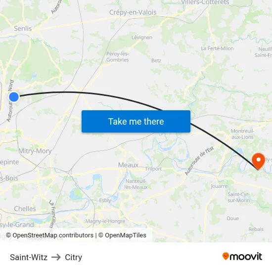 Saint-Witz to Citry map