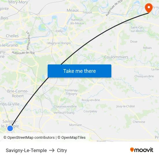 Savigny-Le-Temple to Citry map