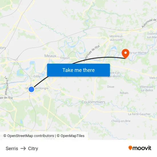 Serris to Citry map