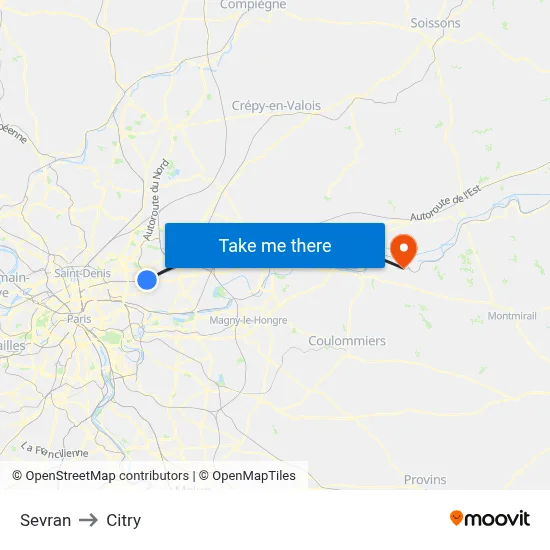 Sevran to Citry map