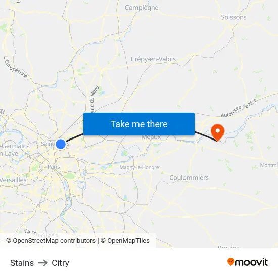Stains to Citry map