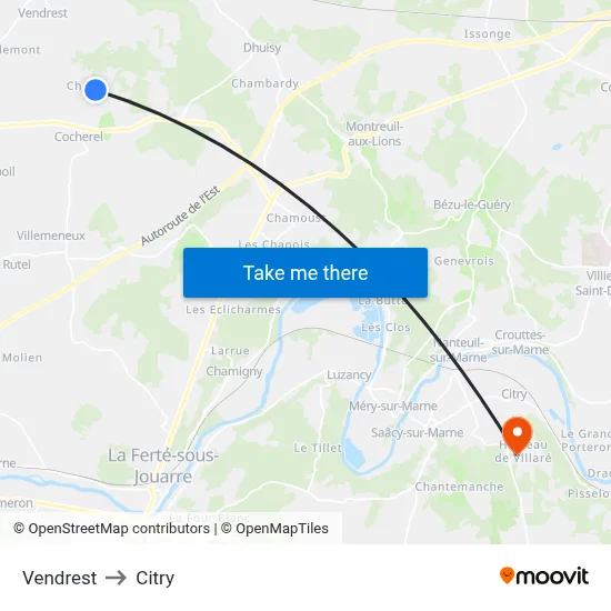 Vendrest to Citry map