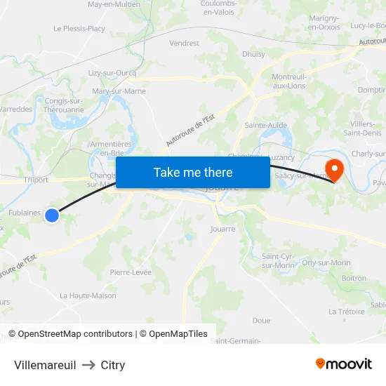 Villemareuil to Citry map