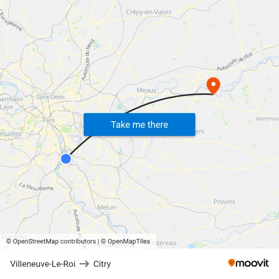 Villeneuve-Le-Roi to Citry map