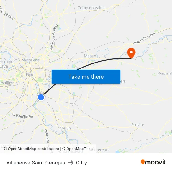 Villeneuve-Saint-Georges to Citry map