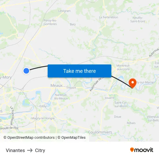 Vinantes to Citry map